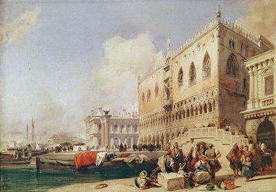 Blick auf Venedig. Die Riva degli Schiavoni und der Dogenpalast von Richard Parkes Bonington